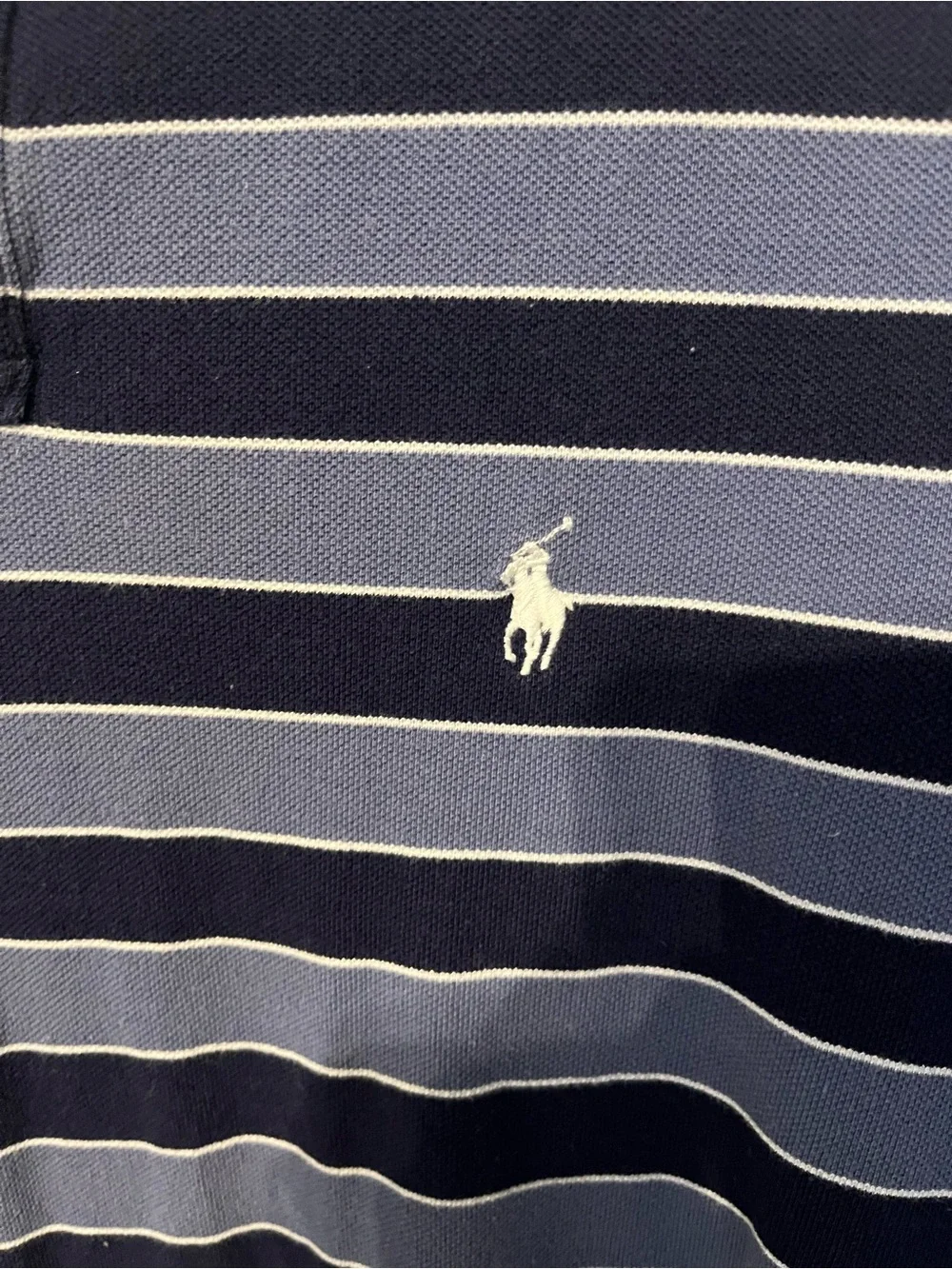 Polo by Ralph Lauren Men’s Navy & Light Blue Striped Polo Shirt size large